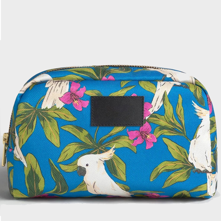 Manufacturer Custom Sustainable Eco Friendly 100% Recycled Ocean Plastic Print Floral Skincare Vanity Beauty Makeup Cosmetic Bag